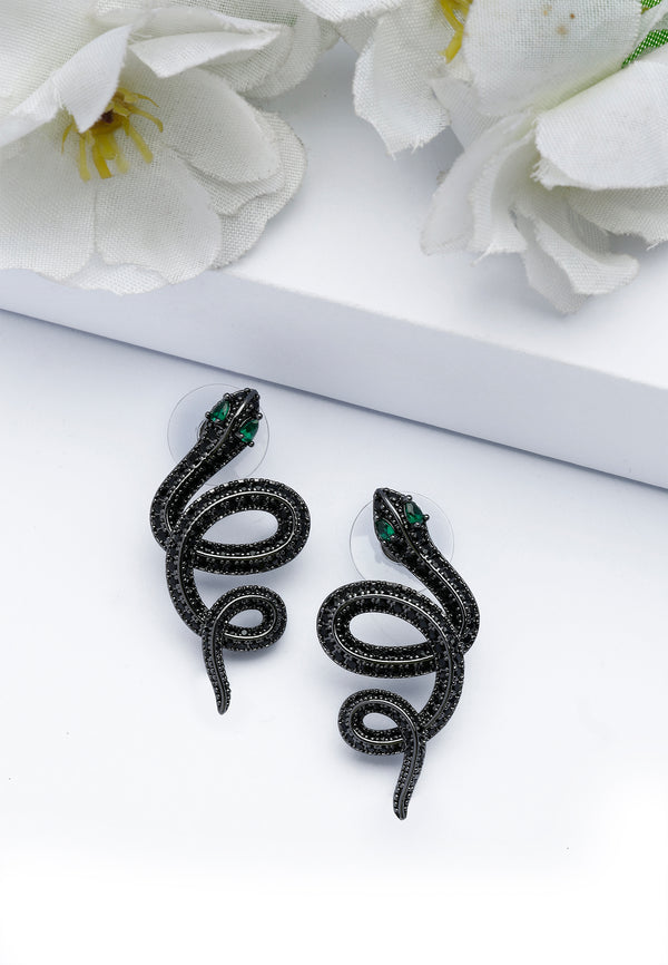 Boucles d'oreilles Serpent Noir