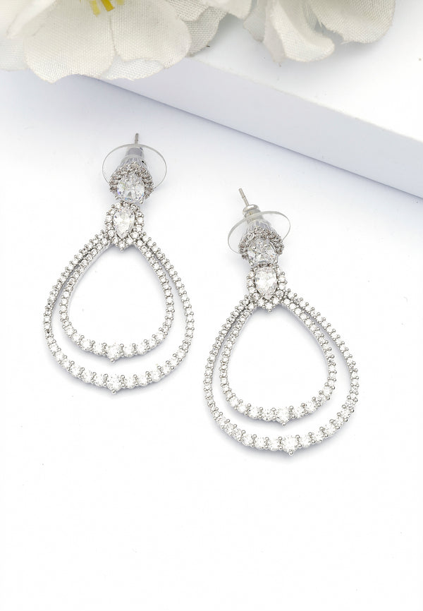 Boucles d'oreilles pendantes en argent à double anneau