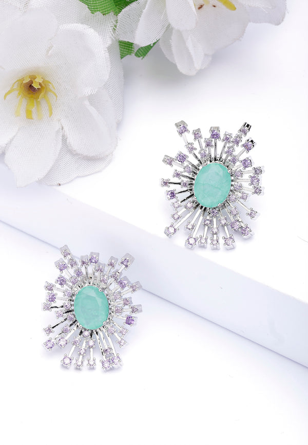 Boucles d'oreilles ovales en forme de flocon de neige violet clair