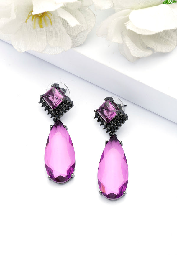 Boucles d'oreilles violettes en forme de goutte d'eau