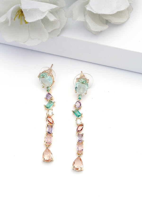 Boucles d'oreilles longues à franges multicolores