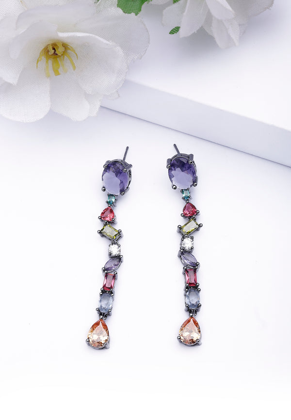 Boucles d'oreilles longues à franges multicolores