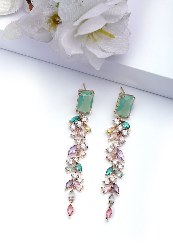 Boucles d'oreilles pendantes élégantes en forme de feuilles