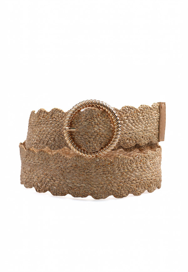 Beige Chic Elastisk Rund Spänne Bälte